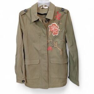 Embroidered Olive Green Women's Jacket